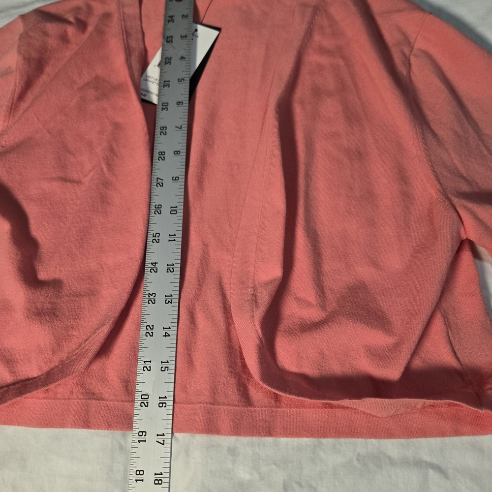 Lafayette 148 Crop Open Cardigan Short Sleeve Women's‎ XL Coral  Stretch NWT - Picture 3 of 7
